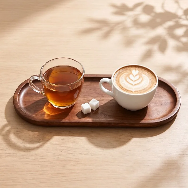 Japanese Tea - 일본 스타일의 타원형 아카시아 나무 티